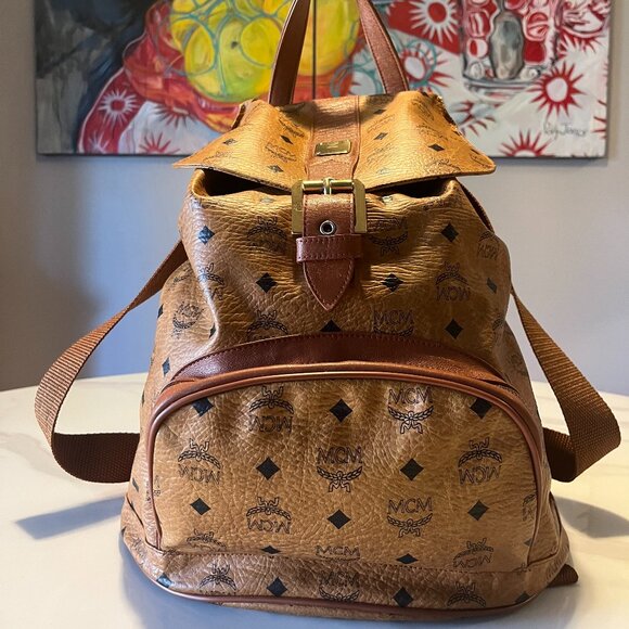 MCM Other - MCM Vintage Cognac Visetos Backpack + COA